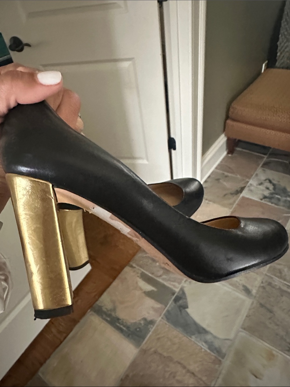 kate spade Black Leather Classic Round-Toe Heels - Picture 7 of 7
